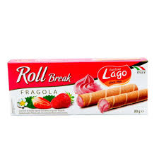 LAGO Roll Wafer Strawberry 80G