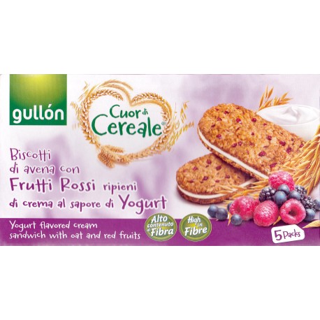 Gullon Yogurt Flavored Filling Sandwich with Oat and Red fruits x5 220gr