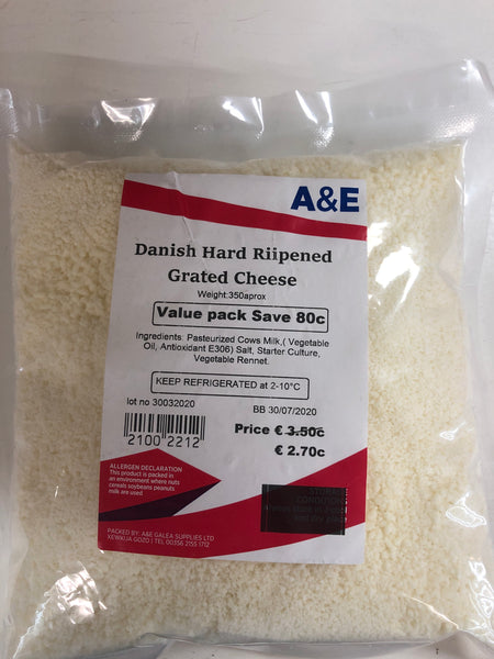 A&E Danish Hard Ripened Grated Cheese 350g