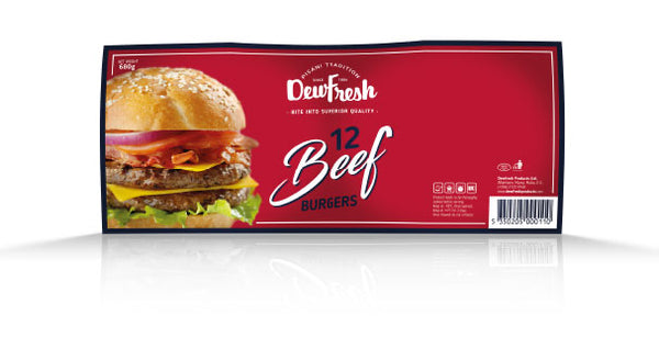 Dewfresh beef burgers x12