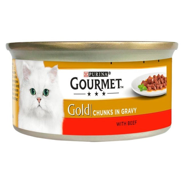 Purina Gourmet Gold chunks in gravy with beef 85g