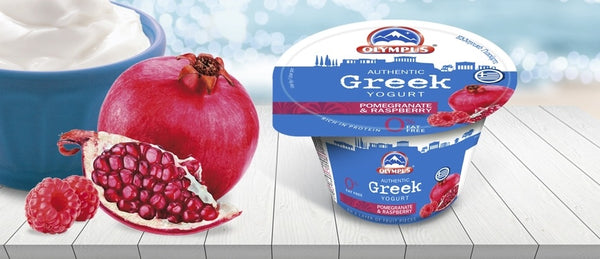 Olympus pomegranate & raspberry greek yogurt 0% fat 150g