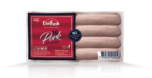 Dewfresh pork sausages x16