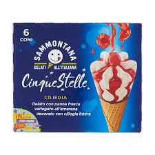 Sammontana Ice Cream 6 Cornet Cinque Stelle Ciliega x6