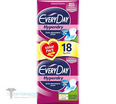 Every Day Hyper dry Extra Absorbent Cover Value Pack 18 Maxi Night
